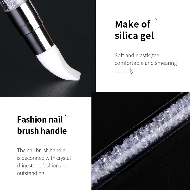 Dual-ended Nail Art Silicone Brush Sculpture Pen 3D Carving DIY Glitter Powder Press Foil Application Brush Manicure Tools 4