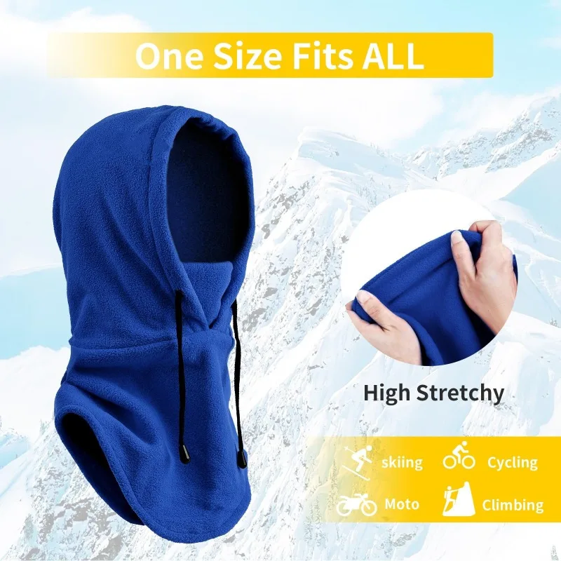 Winter Thermal Fleece Hat Hooded Outdoor Windproof Skiing Sport Neck Warmer Balaclava Cycling Face Mask