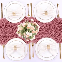 Chiffon Table Runner Pink Sheer Fabric Silk Wedding Arch Decor Overlay Draping Stage Bridal Shower Birthday Party Table Decor 2