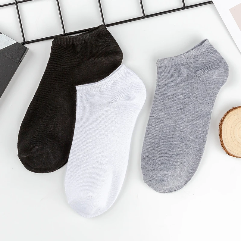 1-5pairs Men's Socks Low Cut Breathable Business Boat Sock Summer Solid Color Comfortable Ankle Casual Cotton White Black Socks 15