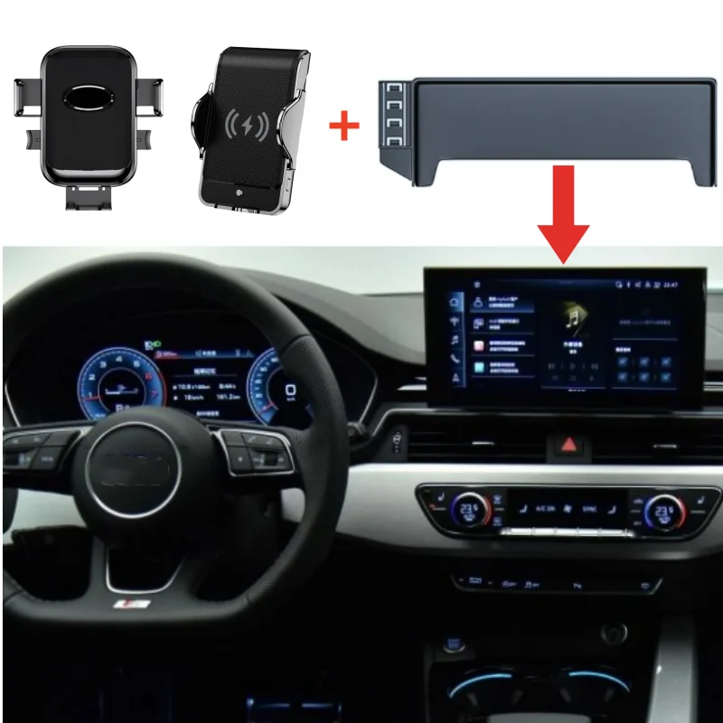 Car Phone Holder For Audi A4 B9 2017 2018 2019 2020 Q5 2018 2019 2020 Screen Fixed BracketCharging Accessories