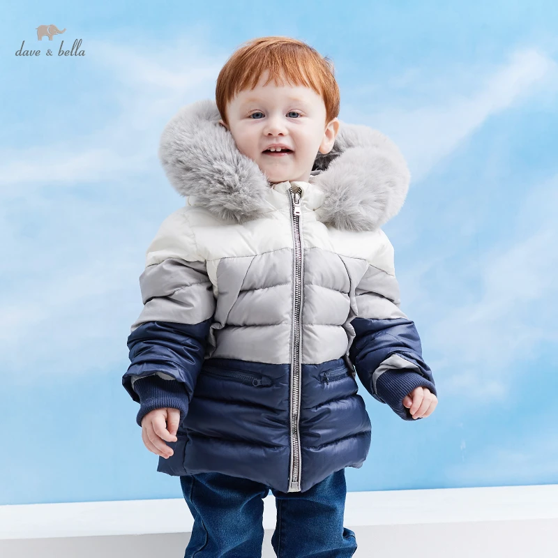 Dave Bella Winter Children's Clothing Boys Duck Down Jacket Fashion Hooded kids Warm Outerwear DB4223507