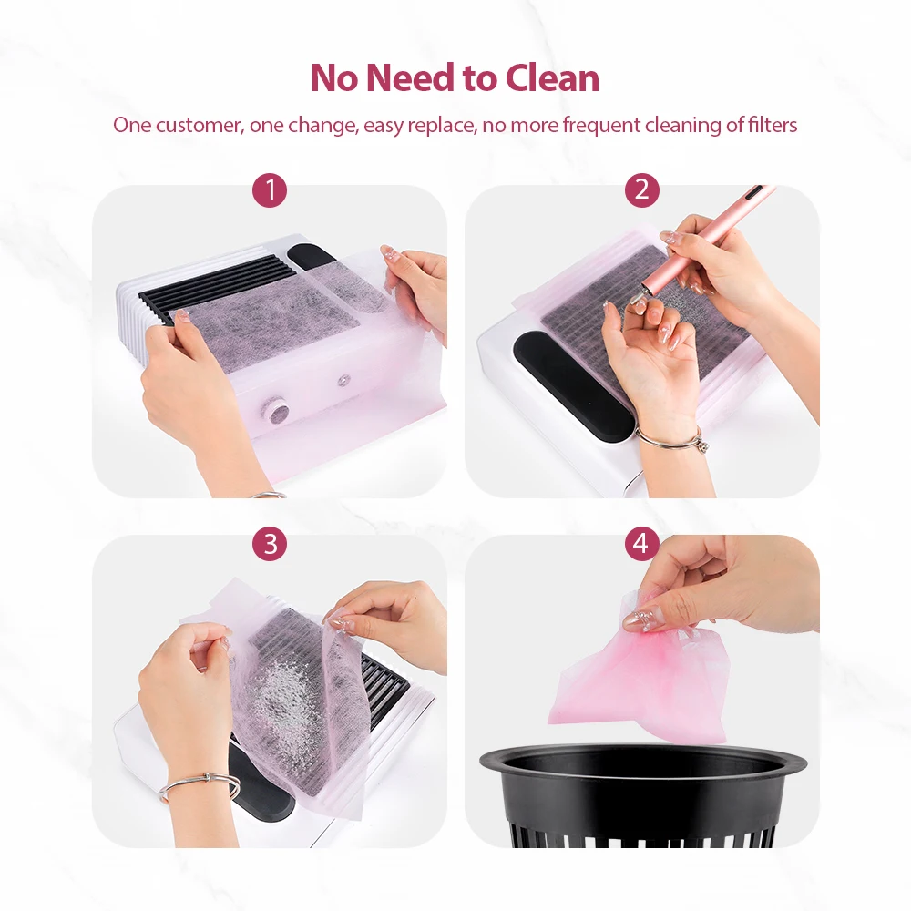 100pcs Disposable Nail Vacuum Cleaner Filter Paper Nail Dust Collector Dustproof Filter Cloth Nail Dust Extractor Replace Filter