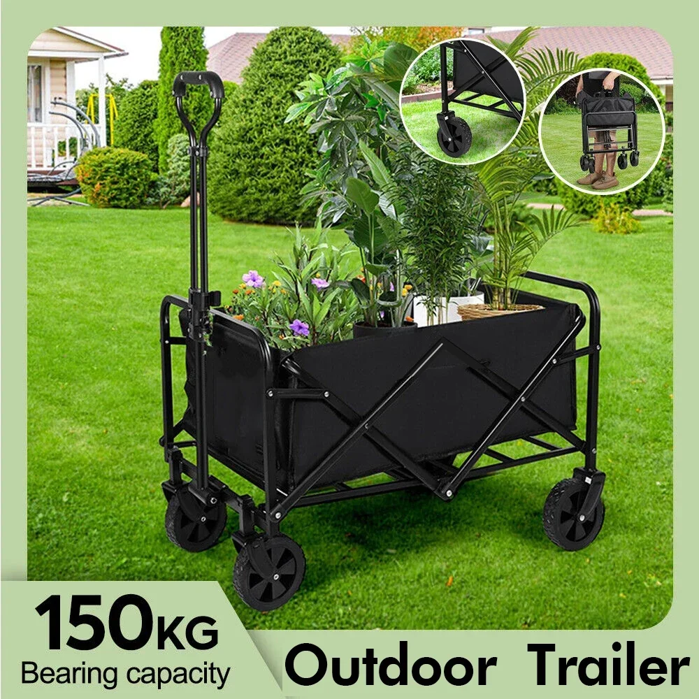 Folding Beach Wagon Cart Collapsible Heavy Duty Outdoor Camping Garden Utility