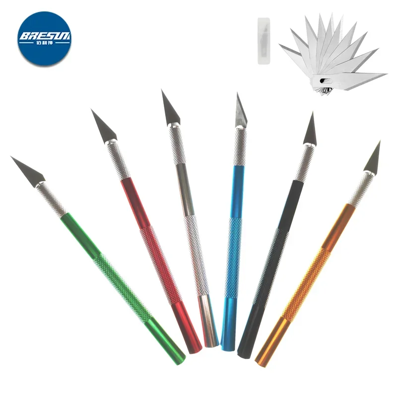 BRESUN Metal Scalpel Knife Blades #11 Non-slip Cutter Engraving Craft Knives Blades for Mobile Phone Laptop PCB Repair Hand Tool