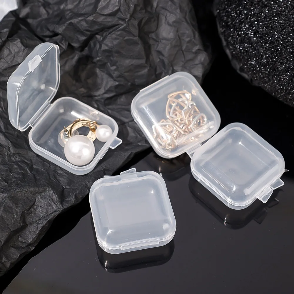 10-100PCS Mini Lagerung Box Transparent Kunststoff Schmuck Lagerung Boxen Container Tragbare Ohrring Ring Ohrstöpsel Verpackung Fall – Detail 6