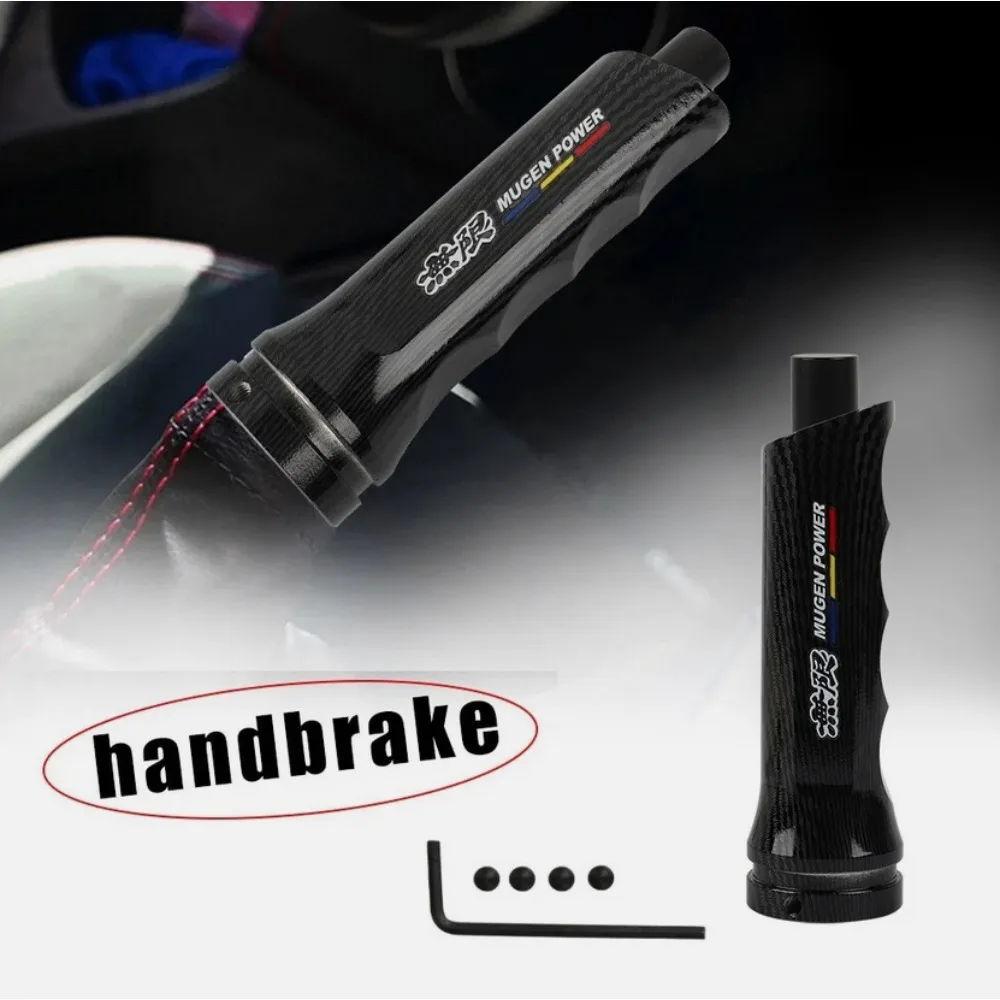 1PCS Mugen Carbon Fiber Aluminum Car Handle Hand Brake Sleeve Universal Fitment