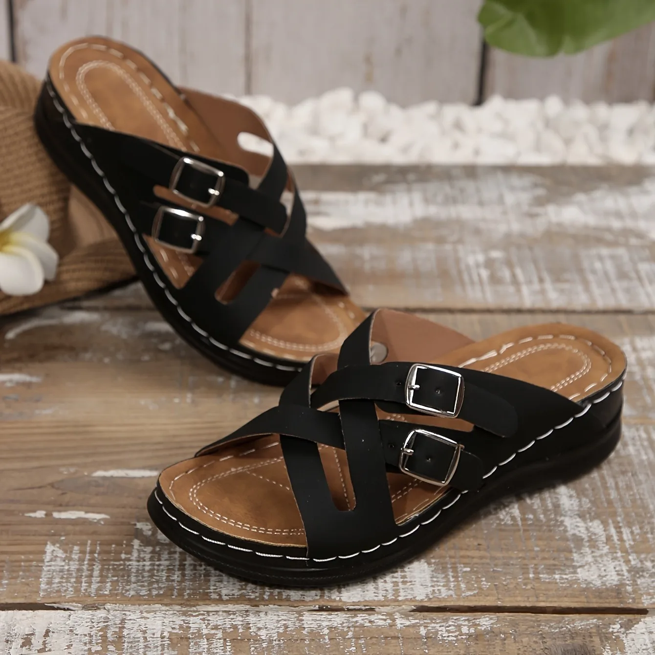 Sandali zeppa donna comode stile vintage ciabatte da spiaggia_voghion.com