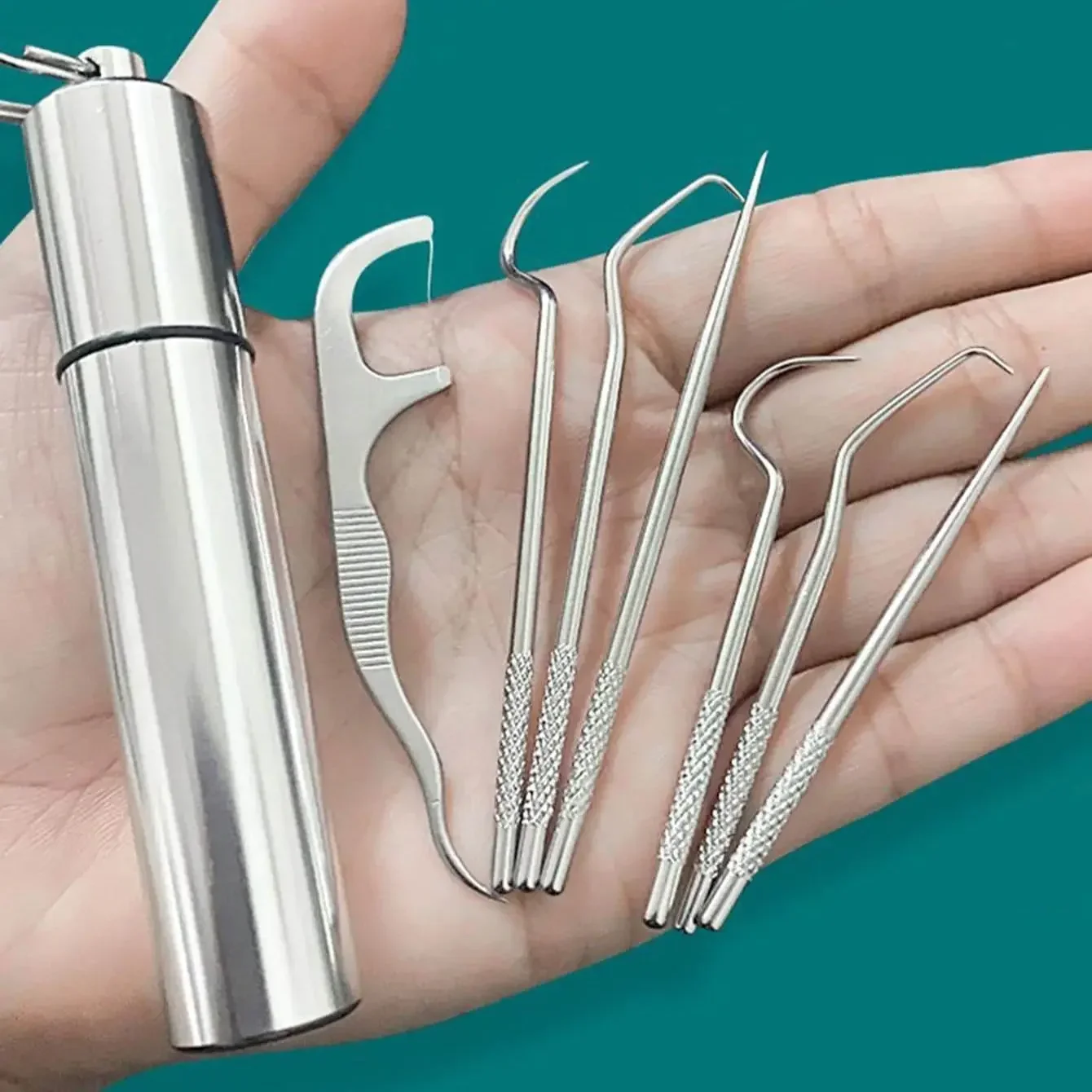 Tooth Flossing Rigid Aluminium Alloy Set Portable, Oral Cleaning Teeth