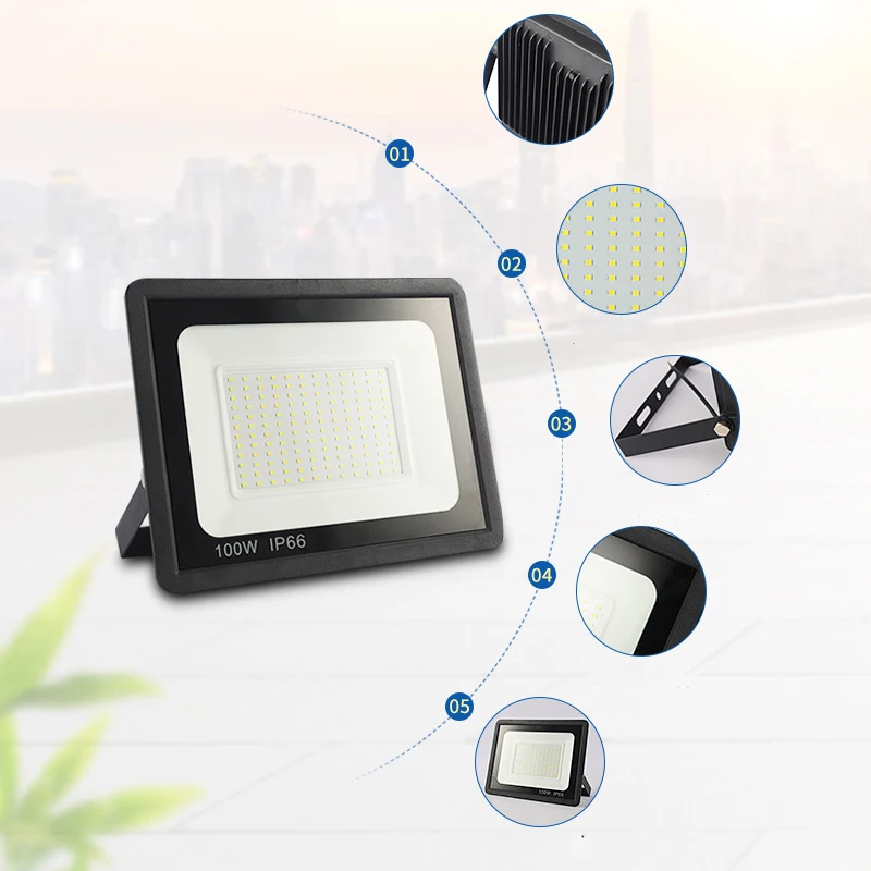 Projecteur LED imperméable conforme à la norme IP66, éclairage d'extérieur, applique murale, idéal pour le jardin, 20/30/50/100W, AC 220V