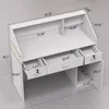 Reception Desk with Counter, Modern Front Table Equipped Lockers & Storage Shelves, 48-inch Checkout Counter with DIY Stripe 3