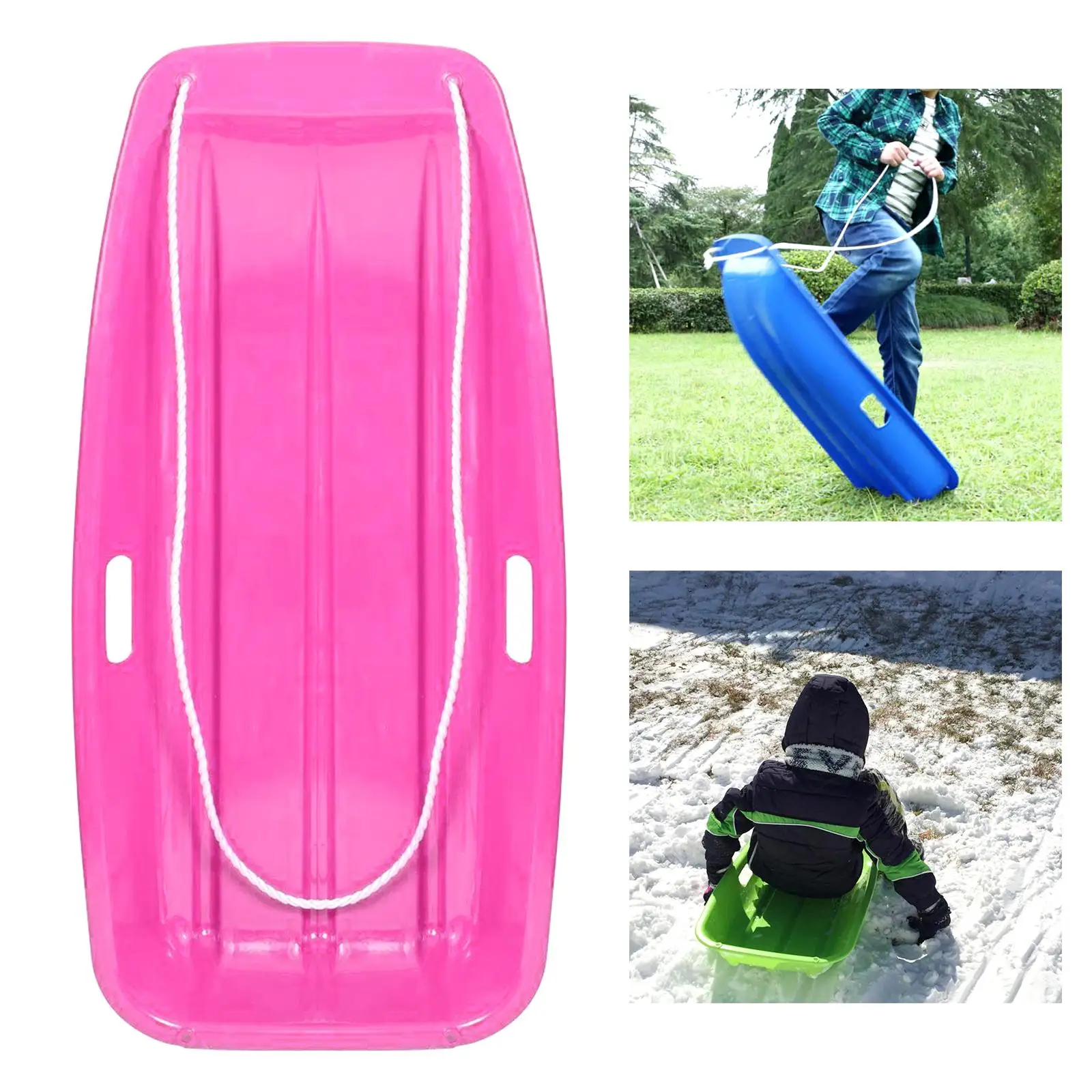 Classic Outdoor Snow Sled Durable Toboggan Winter Sledge Winter Toboggan Sled Pull Ropes for Skating