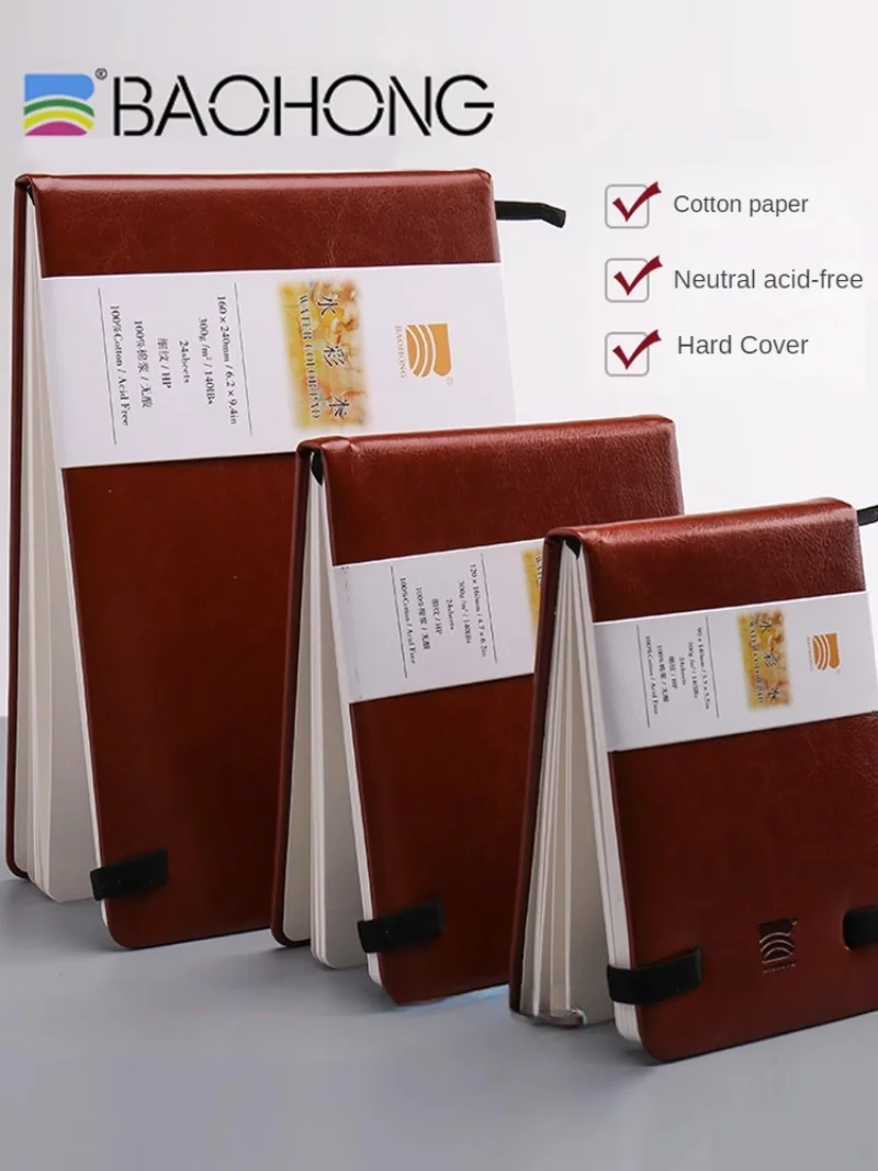 Baohong 24 Sheets Watercolor Sketchbook – Linen-Bound Hardcover 1
