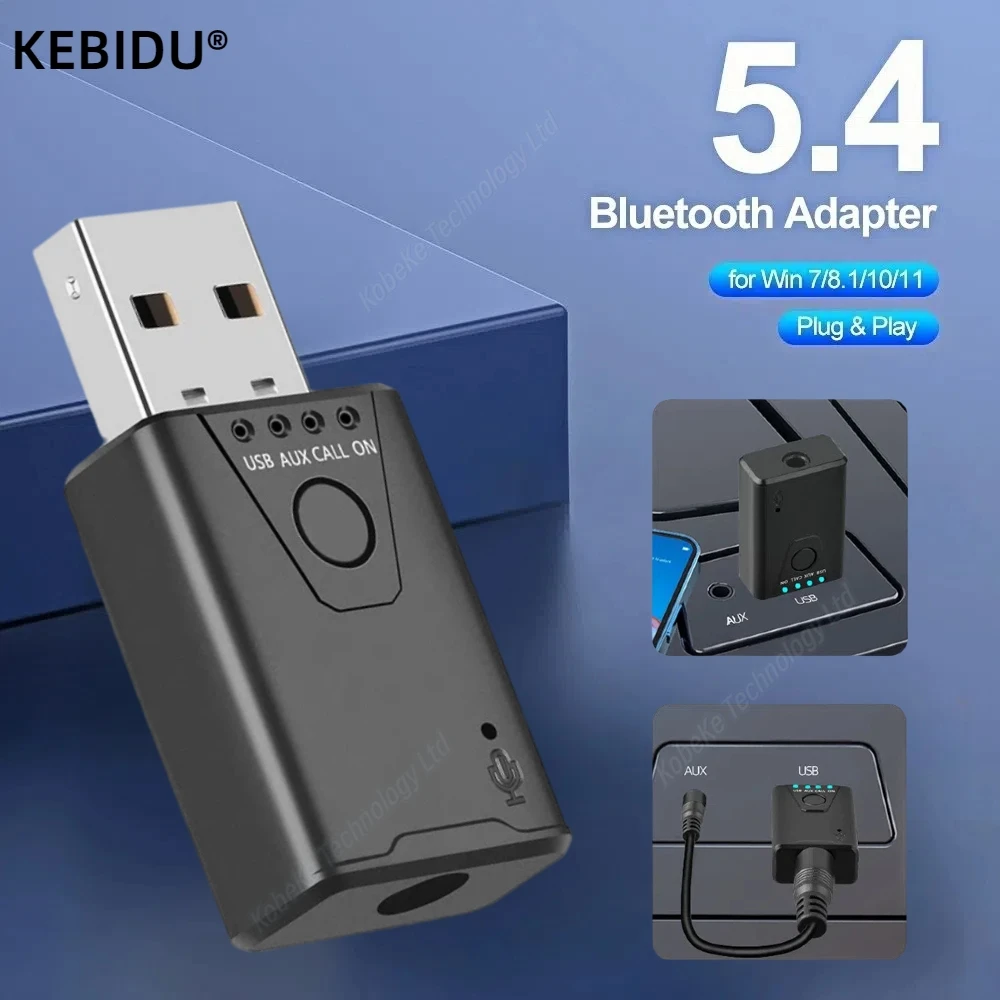 USB Bluetooth 5.4 Adapter Transmitter Receiver Bluetooth Dongle Wireless USB 5.3 Audio Adapter for Computer PC Laptop