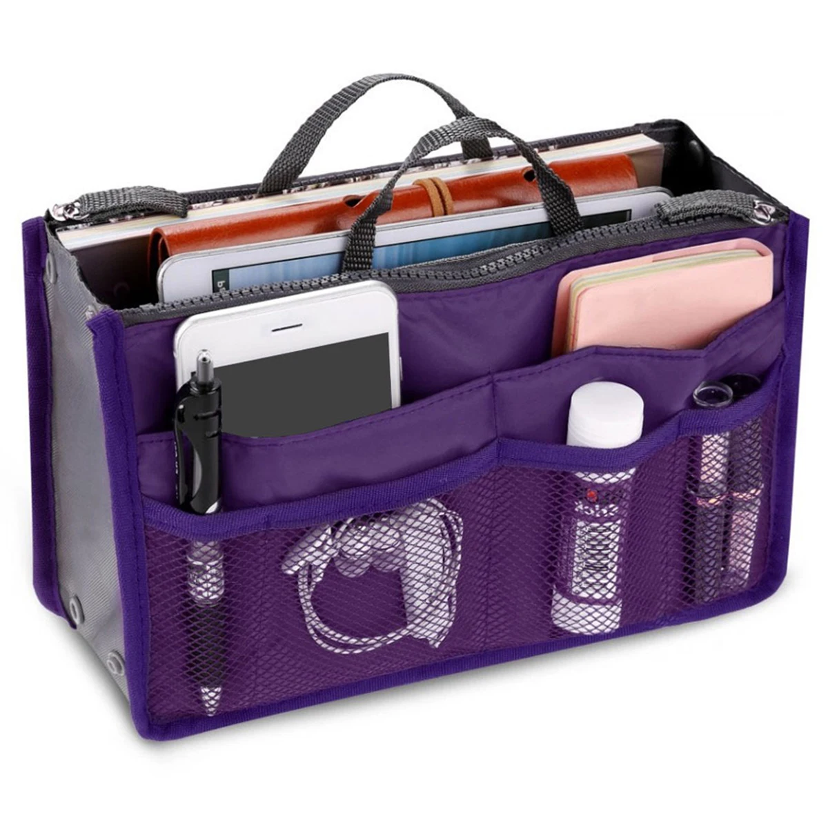 Nylon Travel Insert Organizer for Women - Large Capacity Handbag and Makeup Tote