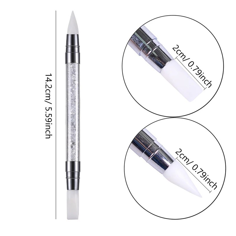 Dual-ended Silicone Sculpture Pen for Nail Art, Easy and Precise Nail Design Tool, 3D Carving Glitter Dotting Brush 6
