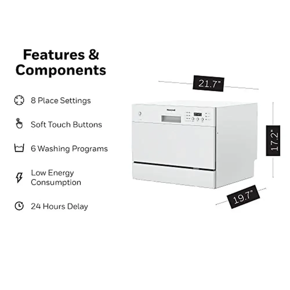Compact Portable Dishwasher 6 Place Settings 6 Wash Programs Stainless Steel Tub UL/Energy Star 2