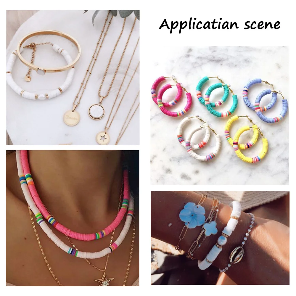 10 Strand Flat Round Handmade Polymer Clay Bead 3/4/5/6/8mm Spacers Loose Bead for jewelry DIY making bracelet necklace Decor