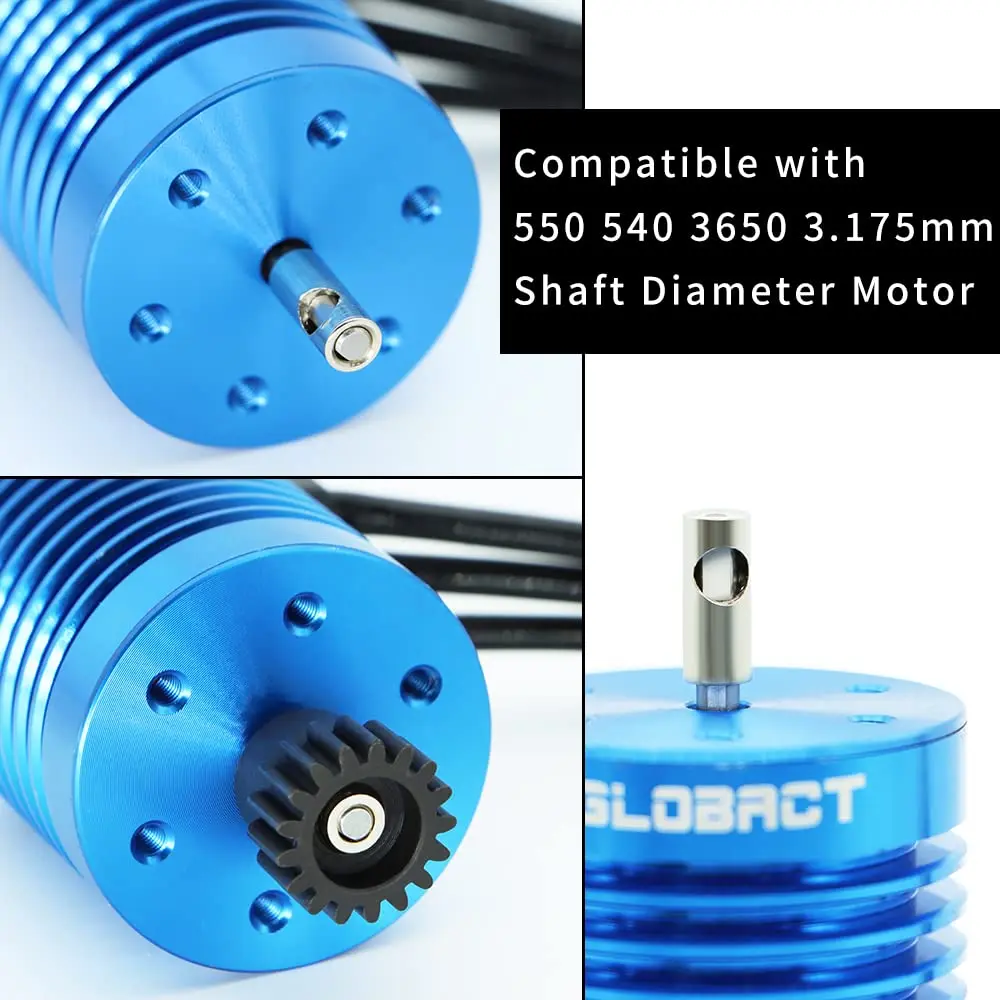 Adaptateur d'arbre moteur RC 3.175mm à 5mm, tenu entre les doigts pour échelle.