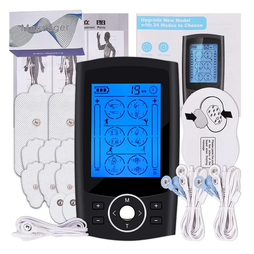 24mode Tens Unit Rechargeable Digital Therapy Machine Full Body