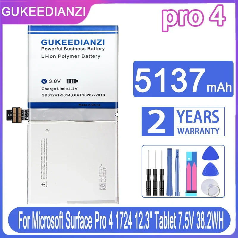 

GUKEEDIANZI Replacement Tablet Battery 5137mAh For Microsoft Surface Pro 4 Pro4 1724 12.3" 7.5V