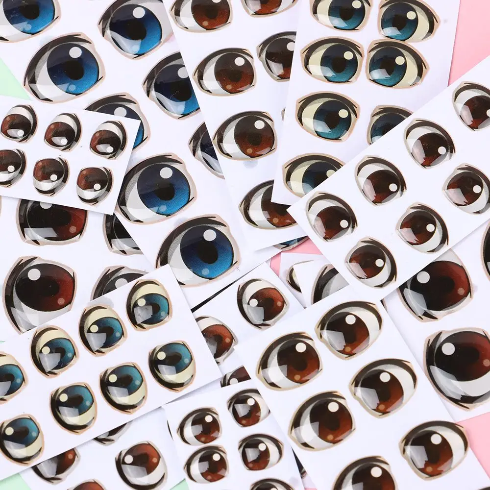 

10 Pair Boy Anime Figurine Doll Face Organ Paster Decals Multi styles Cartoon Eyes Stickers DIY Glass Eye Chips