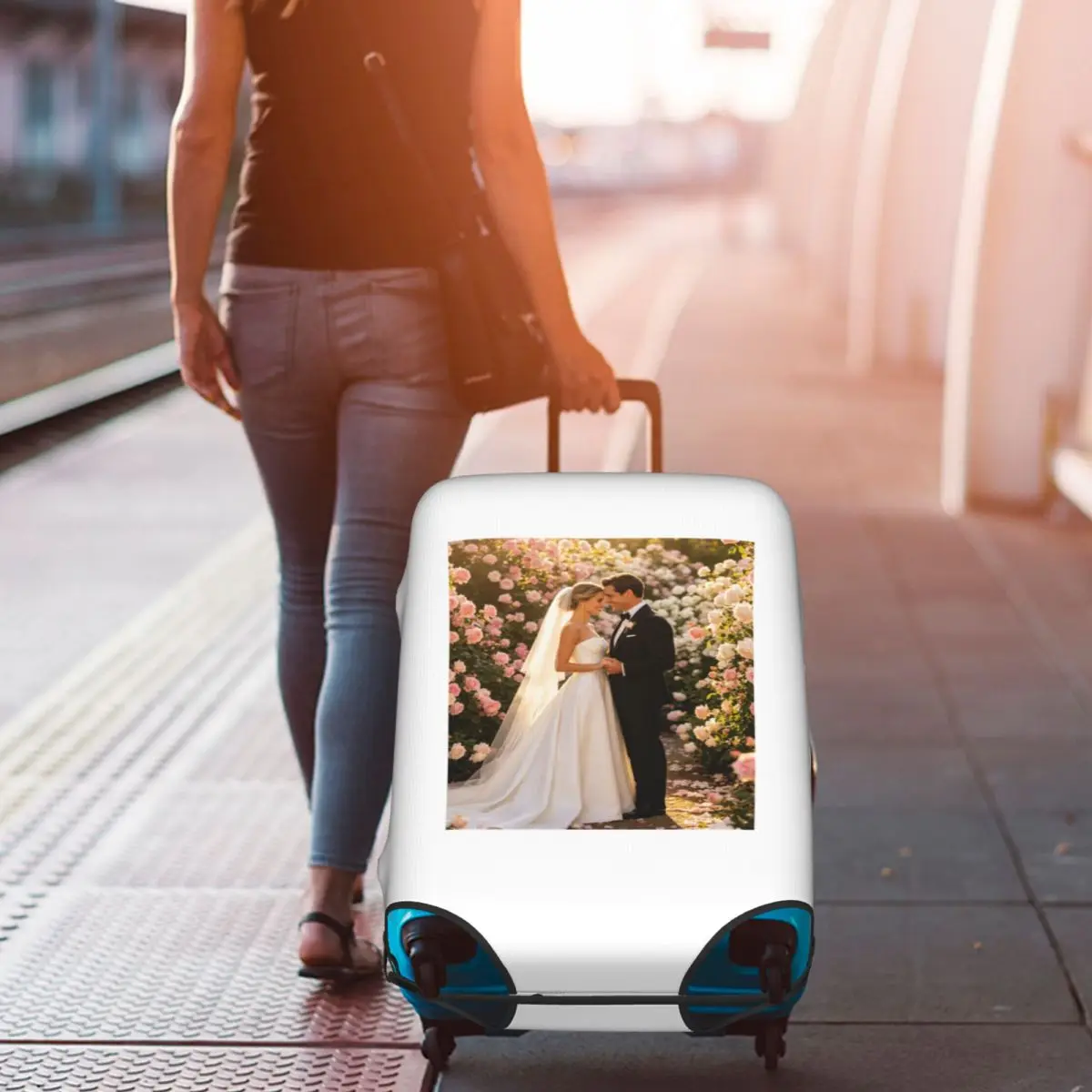 Custom Customize Logo Luggage Cover Elastic Your Design Here Travel Suitcase Protective Covers Suit For 18-32 inch - 2