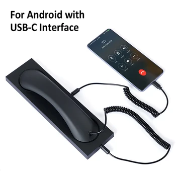 Ricevitori per Telefono Retrò, Connettore Microfono da 3,5 mm e Type-C, per Telefoni Cellulari, Tablet, Laptop, Cuffie con Pulsante di Risposta