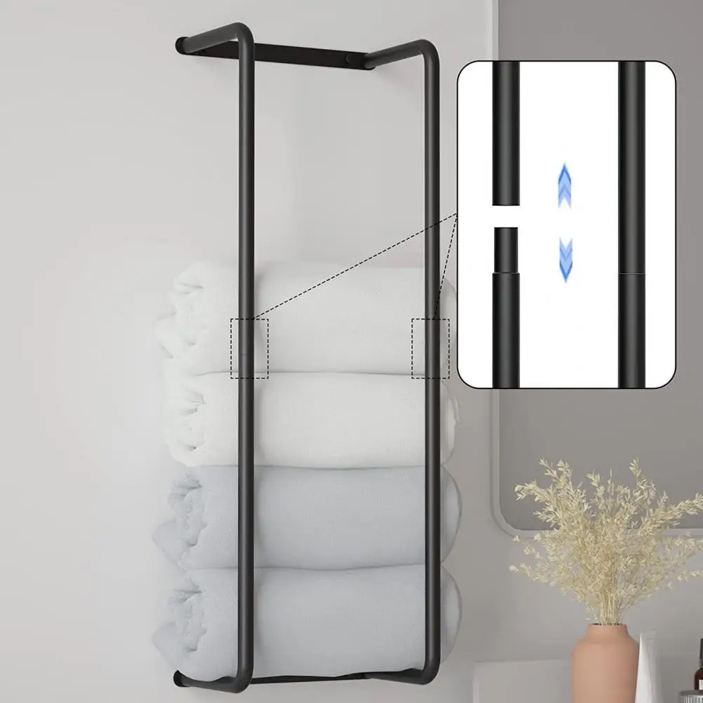 Vertical Towel Storage Wall Mount Towel Rack Space-saving Stainless Steel Towel Rack Modern Wall Mount Organizer for Bath Shower punch free bathroom shower caddy basket suction wall mount organizer stainless steel holder storage basket towel rack soap dish