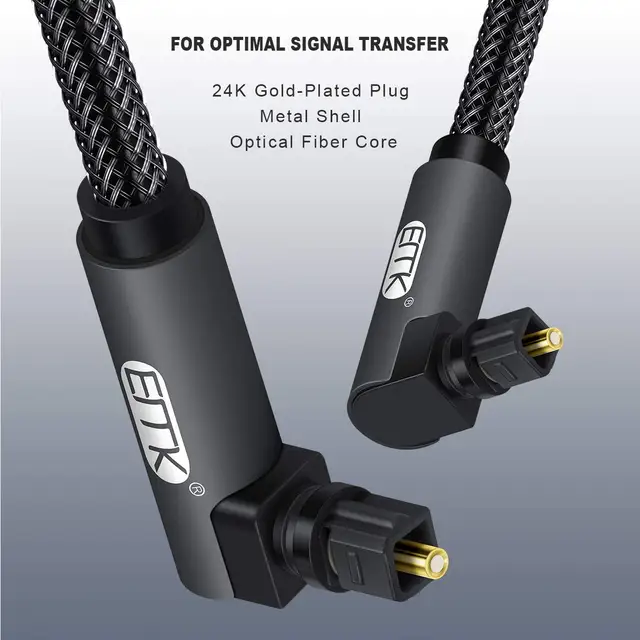 EMK90-Câble optique résistant à angle droit, audio numérique, lien de  charnière, gaine tressée, fibre optique