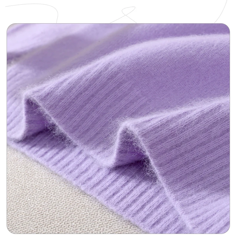 Damen-Pullover mit hohem Kragen, 100 % Nerz-Kaschmir, Herbst/Winter, lange Ärmel, Strickpullover, lockere Unterseite, modisches Basic-Oberteil, 23 Farben – Detail 30