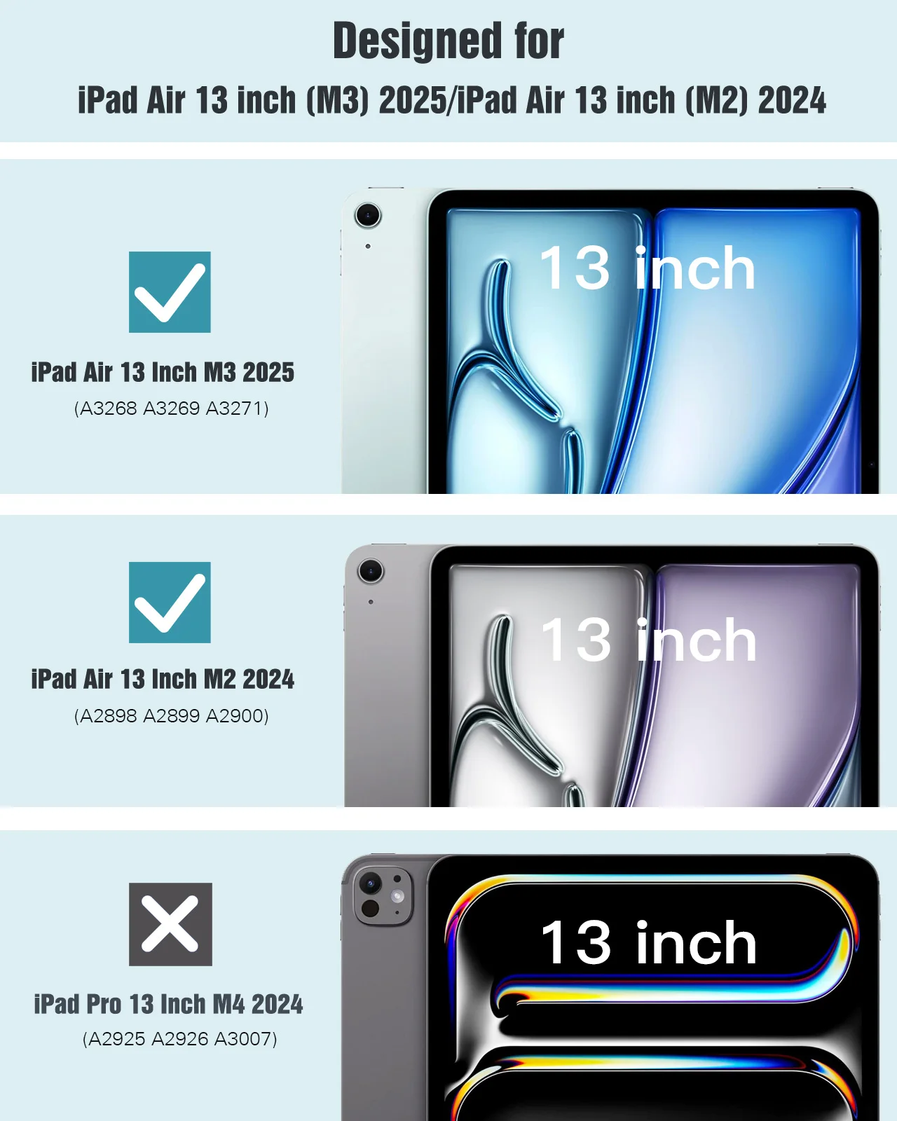 Custodia Fintie Per IPad Air 13'' M3/M2 (2025/2024), Antiurto, Trasparente Posteriore, Con Pencil Holder