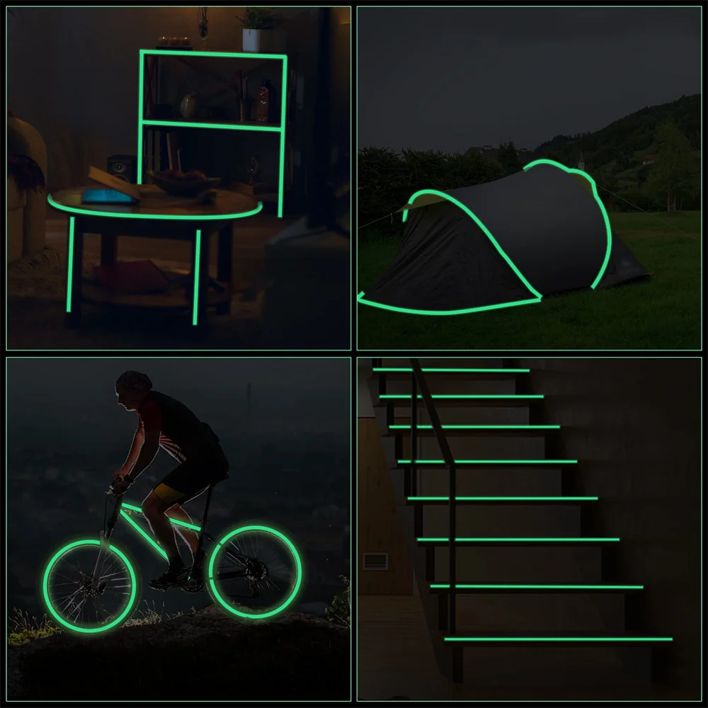 1cm/2cm/3cm/5cm*5M Glow In The Dark Tape Green Luminous Photoluminescent Luminescent Emergency Safety Egress Markers Stairs Step