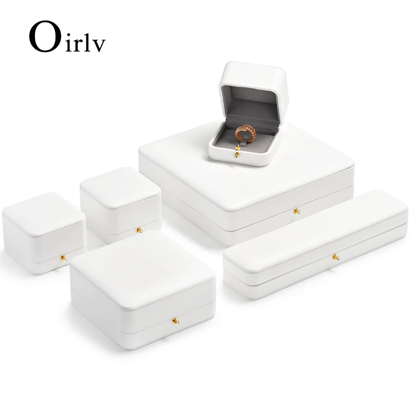 Oirlv White Box For Jewelry Ring Box Earring Necklace Bracelet Boxes PU Leather Jewelry Gift Box White Jewelry Boxes Wholesale
