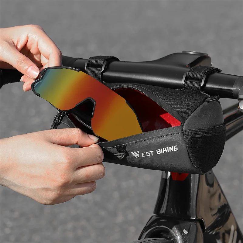 WEST BIKING Borsa da manubrio riflettente per bicicletta Borse a tracolla portatili multiuso per ciclismo MTB bici da strada scooter telaio tubo - immagine 5