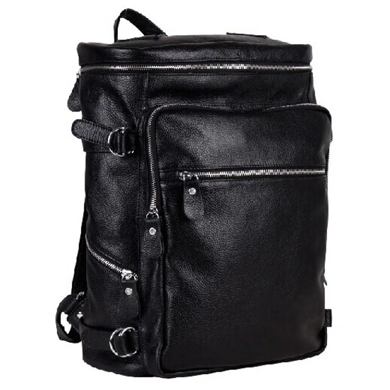 Fashion Men Leather Backpack Brown Genuine Leather Backpack Men School Bag Travel Rucksack Black