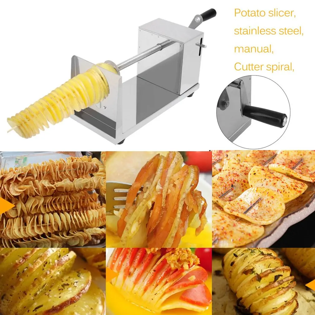 Manual Stainless Steel Twisted Potato Slicer French Fry Vegetable Cutter Spiral for Home Use or at Restaurant Chips Making Tools