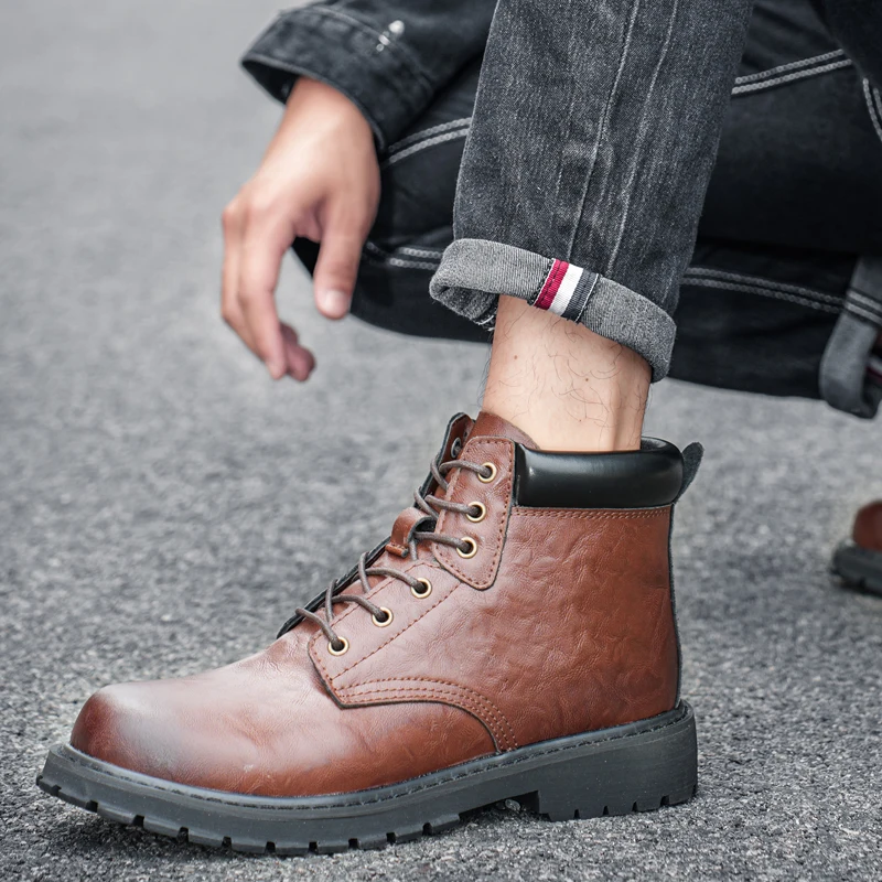 New Men's Genuine Leather Thick Sole Breathable Leather Shoes Retro Business Casual Work Wear Shoes Comfortable and Versatile