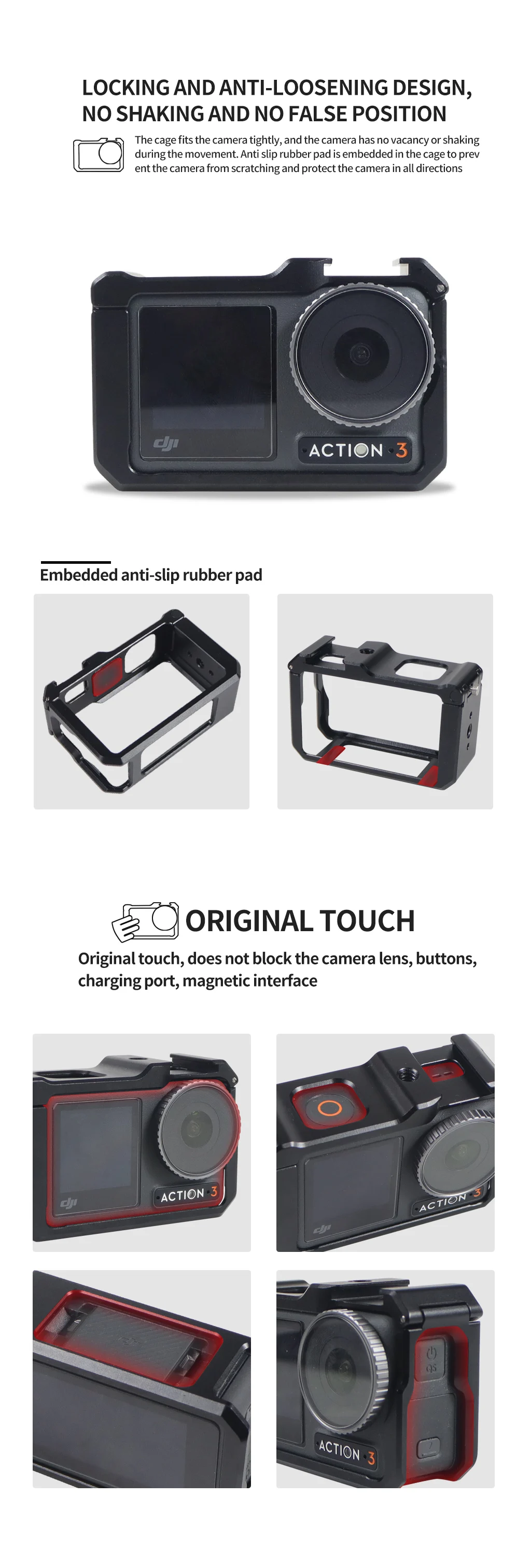 Full Frame Camera Cage Protective Housing Accessories for  Osmo Action 4 For  Os
