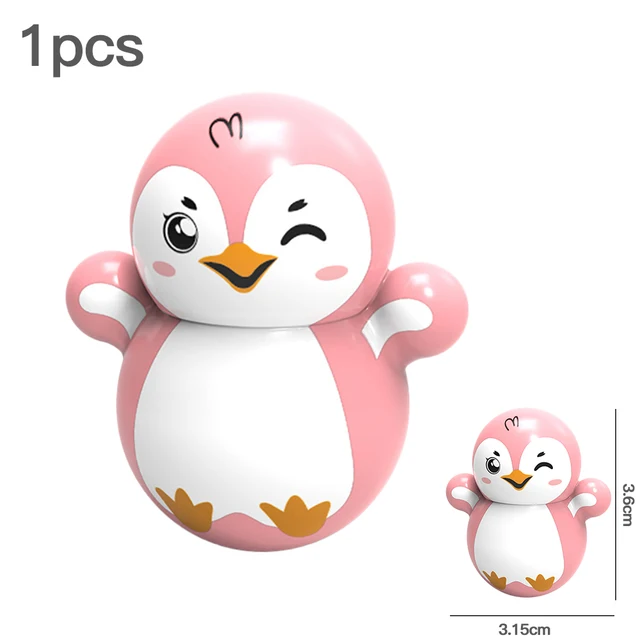 Funny Gift Shaking Tumbler Toys Cartoon Snowman Penguin Tumbler Desktop Ornament Anti Stress Toys Wholesale Items 1pcs pink Penguin