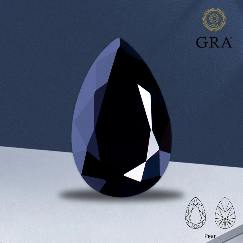 

Moissanite Pear Cut Black Primary Color with GRA Certificate Gemstone Lab Grown Diamond for DIY Charms Jewelry Making Materials
