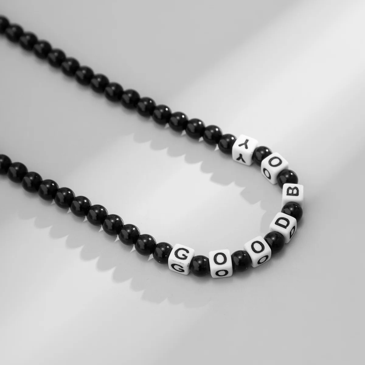 Black Beads Necklace Women Man Hip hop Personality Design Fashion Letter  Choker Chain Men's Jewelry - AliExpress