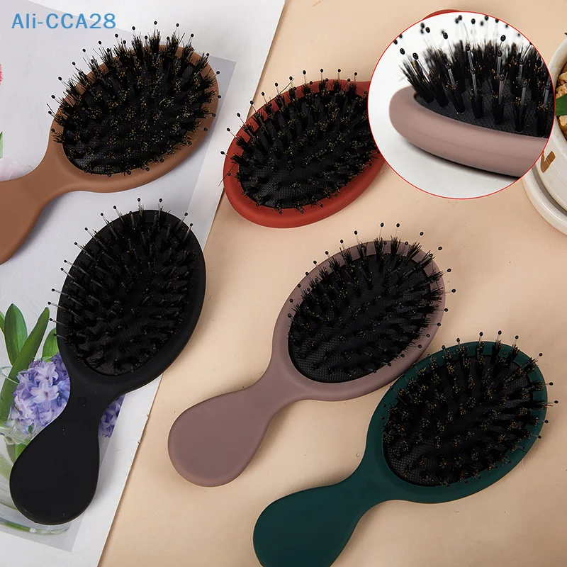 

1PC Oval Boar Bristle & Nylon Hair Comb Mini Anti-static Hair Scalp Massage Comb Hairbrush Salon Hair Care Brush Styling Tool