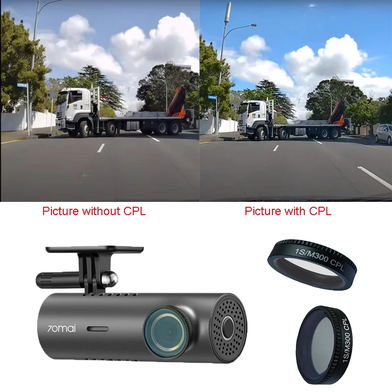 CPL 필터 원형 편광 필터 렌즈 커버, 70mai 1s/m300 자동차 DVR 카메라용, 70mai 1s/m300 대시 캠 CPL 필터 1 개