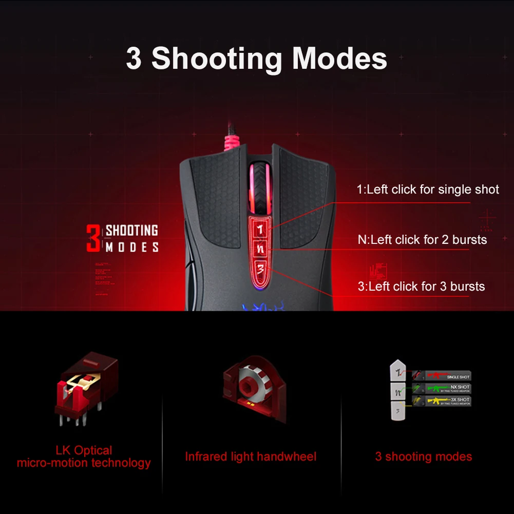 A4Tech Bloody A90 USB wired game mouse 4000dpi 8-button optical sensor color brightness mechanical game mouse