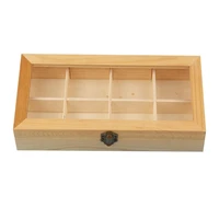 Display Cabinet Wooden Tea Coffee Rack Storage Box 8Compartment Wood + Glass 1 PCS 1