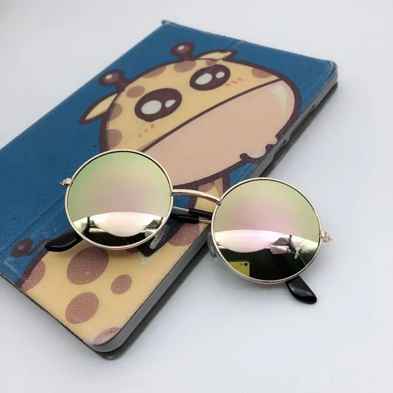 Retro Cute Round Frame Sunglasses Boy Girls Classic Metallic Dazzle Sunglasses Child Outdoor Fashion Anti-UV Sunglass Kids Sunglasses
