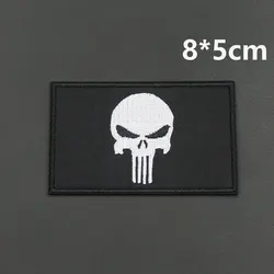 Punisher Embroidered Patch with Hook Backing for Clothing and Accessories (E13 iron on)