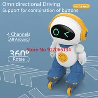 360 ° Rotation Remote Control Robot Model Early Education Puzzl Dance High Tech Cool Lighting Boy Light RC Robot Children Gift 4