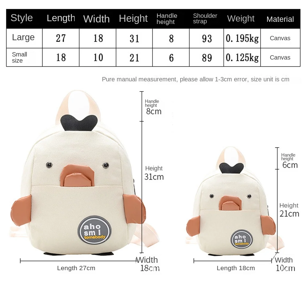 Creative Cartoon Duck Toddler Backpack Large Capacity Cute Children's School Bag Nylon Lightweight Cartoon Shoulder Bag Pack 6